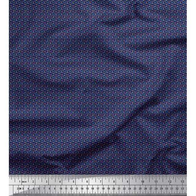Soimoi Rayon Crepe Fabric Dot & Oval Small Printed Craft Fabric by The Yard 46 Inch Wide