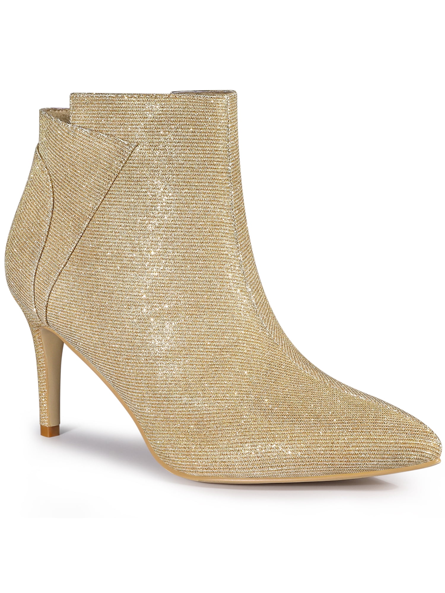 Unique Bargains Bottines à Talon Aiguille à Paillettes pour Femme à Bout Pointu Or (Taille 9)