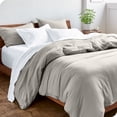 thumbnail image 1 of Bare Home Sandwashed Duvet Cover Set - Ultra-Soft - Premium 1800 Collection - 3 Piece - King, Fog, 1 of 7