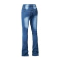 thumbnail image 3 of Jeans à Jambe Droite Jeans Évasés pour Femmes Jeans Coupe Bottillon pour Femmes Jeans Pattes d'Éléphant Taille Haute Extensibles Coupe Ajustée Pattes d'Éléphant Jeans S-20 Bleu Foncé S, 3 of 7
