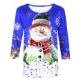 thumbnail image 4 of Jienlioq Hauts Grande Taille pour Femmes Mode T-Shirt Décontracté de Noël pour Femmes à Imprimé Col Rond Manches 3/4 Haut Blouse Rabais, 4 of 5