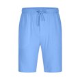 thumbnail image 4 of cllios Men's Linen Shorts Lightweight Breathable Summer Beach Shorts Classic Fit Elastic Waist Drawstring Workout Shorts with Pockets, 4 of 6