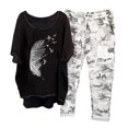 thumbnail image 2 of Ensembles 2 Pcs pour Femmes Imprimé Col Ras du Cou Manches Mi-Longues Chandail à Enfiler Hauts + Pantalons Ensemble Tenues pour Femmes Ensembles 2 Pcs en Liquidation, 2 of 5