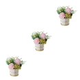thumbnail image 3 of relayinert Simulation Flower Set Low Maintenance Easy To Clean Fake Peony Silk Hydrangea Flower Silk Artificial Flowers With Vase Pinellia Pink 3Set, 3 of 6