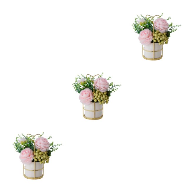 kurtrusly Artificial Flowers With Vase Add Of Color And Style To Any Room Indoor Pinellia Pink 3Set