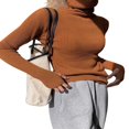 thumbnail image 2 of MesaSe Women Ribbed Knit Tops Long Sleeve Turtleneck Solid Color Slim Fit Sweater, 2 of 4