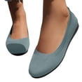 thumbnail image 4 of Womens Casual Shoes Large Size Knit Solid Color Simplicity Soft Sole Round Toe Flat Bottom Slip on Lightweight Comfortable Breathable Mesh Walking Shoes Light Blue, 4 of 6
