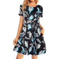 thumbnail image 1 of GZWYHT Robes d'Été, Robes pour Femmes 2025 Robe d'Été à Manches Courtes avec Poche Robe Décontractée Douce Midi, Robes Décontractées, Robe, Robes de Vacances L, 1 of 4