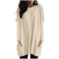 thumbnail image 1 of AherBiu Women Tops Trendy Long Sleeve Flowy Shirts Fall Loose Fitted Crewneck Pullover with Pockets, 1 of 4