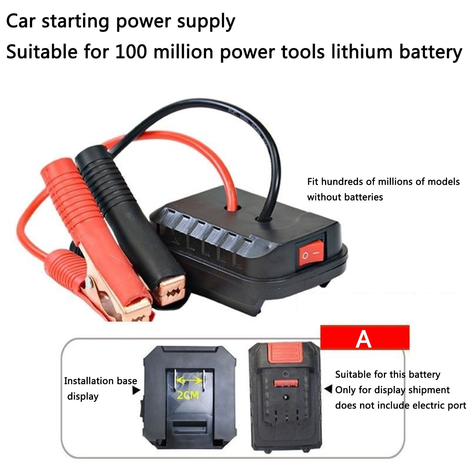 Portable Lithium Car Battery Jump Starter - 1500A Peak Power, 2 USB Ports, Lightweight (150g) for Trucks, SUVs & Compact Cars, Includes Sturdy Clips, ABS+Copper Construction, 7.09" x 3.15" x 2.17"
