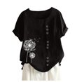 thumbnail image 1 of Plus Size Tops For Womens Casual Loose Button Linen Plus Size Daily Boho Tanic T-Shirt Blouse Tops, 1 of 6