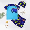 thumbnail image 2 of MIASHUI Boys Two Piece Rash Guard Swimsuits Kids Short Sleeve Bathing Suit with Sun Hat,Light Blue,4-5 Years, 2 of 3