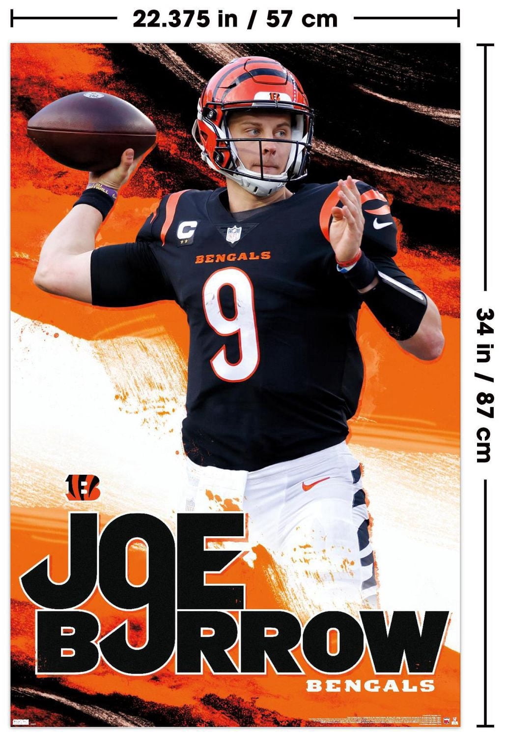 NFL Cincinnati Bengals - Joe Burrow 22 Wall Poster, 22.375" x 34"