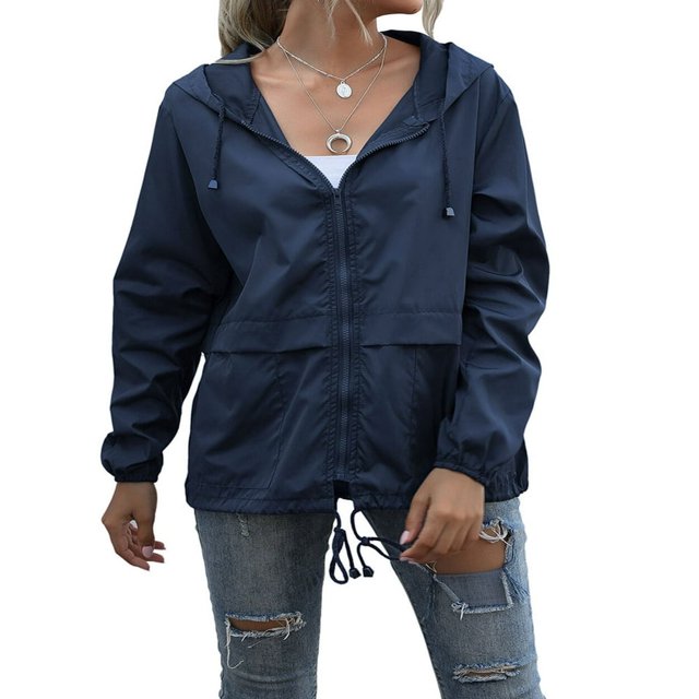 Alsol Imperméables pour Femmes Vestes Légères Coupe-Vent Pliables pour Randonnée en Plein Air avec Capuche