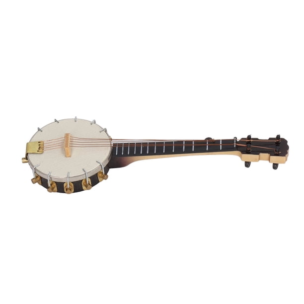 Mini Banjo Décoratif – Bois De Tilleul – 10 Cm – Avec Support Et Boîte – Jouet Ou Déco – Artisanat Soigné