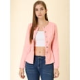 thumbnail image 3 of INSPIRE CHIC Women's Round Neck Collarless Button Down Peplum Denim Jacket, 3 of 6