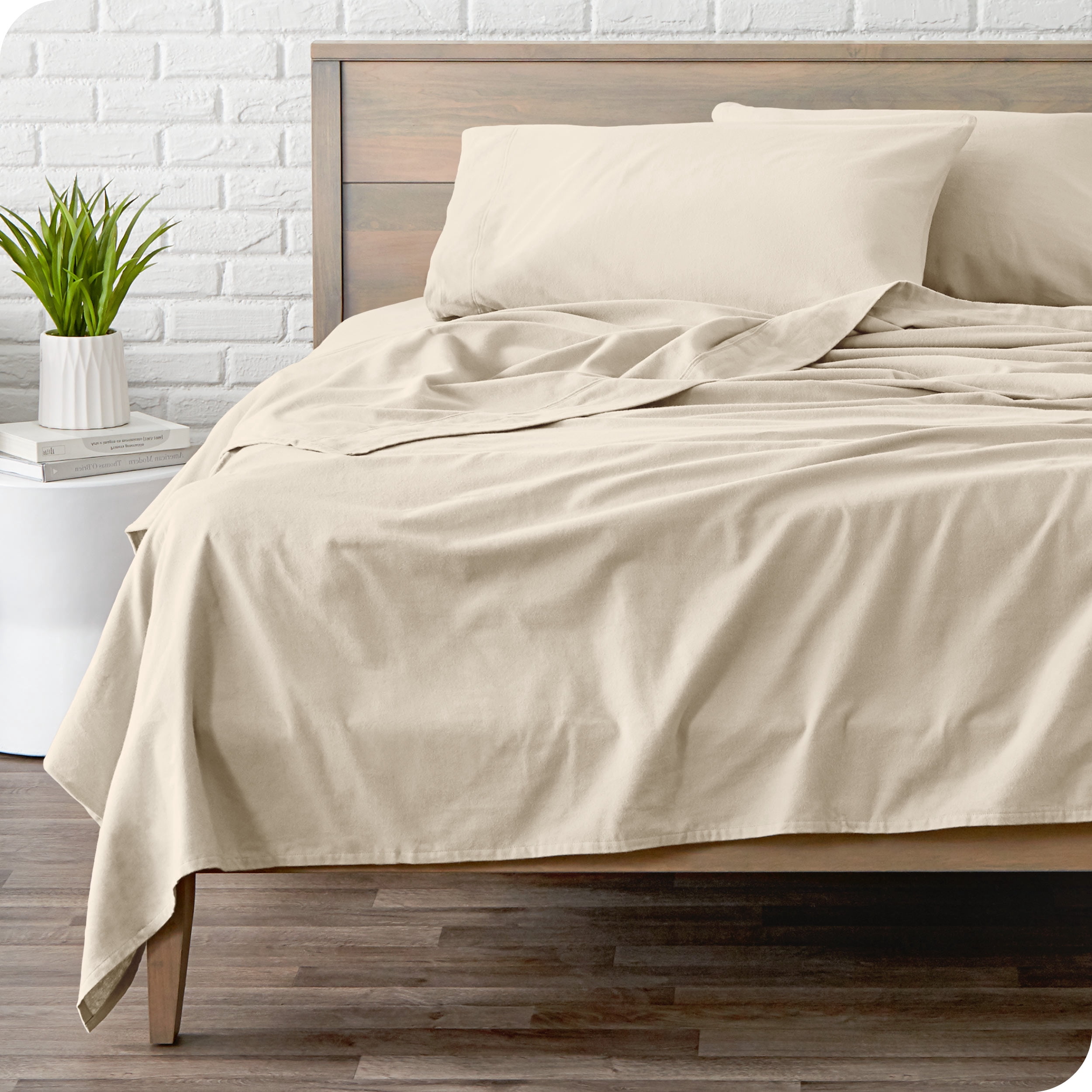 Bare Home Flannel Sheet Set - 100% Cotton - Deep Pocket - California King, Sand, 4-Pieces