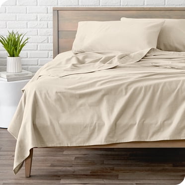 Bare Home Flannel Sheet Set - 100% Cotton - Deep Pocket - Split King, Sand, 5-Pieces