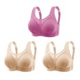 thumbnail image 1 of fheaev Summer Savings Clearance Front Closure Bras For Women Full Coverage Bra 3PC Women Bras Plus Size Behind Buckle Comfortable Breathable Exhaust Base Non-Steel Ring Non-Magnetic Buckle Underwear, 1 of 8