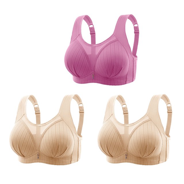 fheaev Summer Savings Clearance Front Closure Bras For Women Full Coverage Bra 3PC Women Bras Plus Size Behind Buckle Comfortable Breathable Exhaust Base Non-Steel Ring Non-Magnetic Buckle Underwear