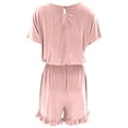 thumbnail image 4 of Timegard Rompers for Women Summer Short Sleeve Adjustable Drawstring Casual Short Jumpsuit with Pockets, 4 of 7