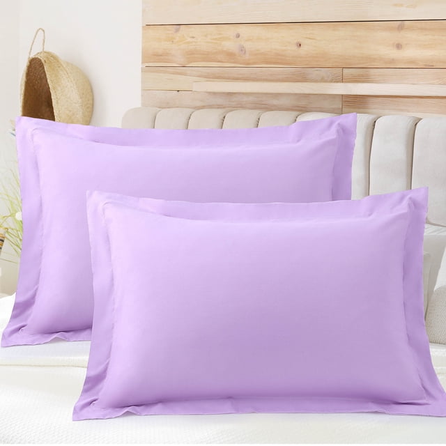 PiccoCasa Soft 1800 Microfiber Oxford Pillowcases 2Pcs, Queen Violet
