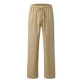 thumbnail image 5 of Timegard Womens Pants Plus Size Cotton Linen Straight Leg Elastic Waisted Drawstring Lounge Trousers, 5 of 5
