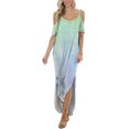 thumbnail image 4 of Fridja Women Cold Shoulder Short Sleeve U-Neck Printed Straight Floor-Length Dress, 4 of 9