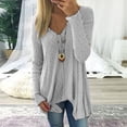 thumbnail image 2 of Yuyuzo Womens Long Sleeve V Neck Knit Ribbed Sweaters Solid Color Asymmetrical Basic Tunic Shirts Blouses Pullover Gray, 2 of 6
