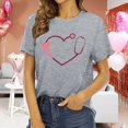 thumbnail image 1 of Chandails Mignons pour Femmes Col Rond Manches Courtes Mode T-Shirt à Imprimé Cœur Ample Léger Confortable Doux Blouses Chandail Tenues Gris TTG, 1 of 4