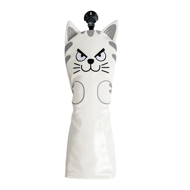 Golf Club Head Covers Mallet Putter Cat Pattern Accessories Putter Cue Headcover 5 Fairwaywood White