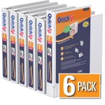 QuickFit 8.5 x 5.5 Hevy Duty View Binder, Anneau rond, 6 Boîte (1", Blanc)