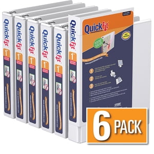 QuickFit 8.5 x 5.5 Hevy Duty View Binder, Anneau rond, 6 Boîte (1", Blanc)