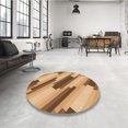 thumbnail image 4 of Ahgly Tapis Rond Lavable en Machine Intérieur Transitionnel Jaune Orange, 4 Pieds Rond, 4 of 7