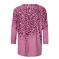 thumbnail image 4 of UPPADA 3/4 Chandails à Col Rond pour Femmes à Manches, Blouses Décontractées à Imprimé de Paillettes, Hauts Tendance à Coupe Ample, Chandails à Enfiler, Blouse à Manches Trois Quarts pour Femmes, Hauts Décontractés à Col Rond pour Femmes, Hauts à Manches 3/4 pour Femmes en Liquidation, 4 of 5