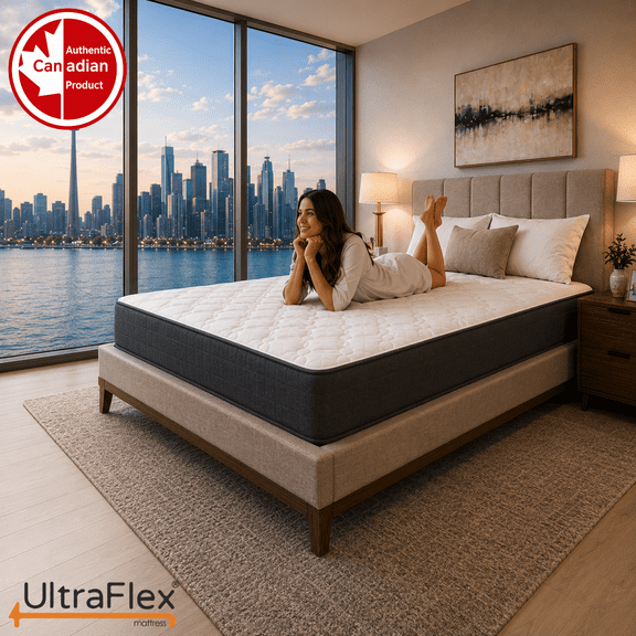 UltraFlex® VIBE 100% Organic Natural Latex Firm Hybrid Mattress, Double, 10 Inch, HD Pocket Coils, Firm Support, Motion Isolation, Pressure Relief, Breathable Quilted Top, Made in Canada