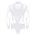 thumbnail image 3 of Alvivi Justaucorps de Danse Latine pour Hommes à Col en V Profond Pantalon de Danse Salsa Moderne Salsa Rumba Tango Tenue de Compétition Blanc P, 3 of 6