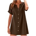thumbnail image 2 of Ovzne Robes d'Été pour Femmes 2025 Robe Femme Été Sans Manches Camisole Dentelle Col Plissé Robe de Vacances Manches Courtes Liquidation, 2 of 6