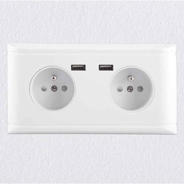 Usb Wall Outlet Electrical Wall Outlet Multi Functional EU Plug Wall Power Outlet Socket With Dual USB Port For Phone Charging 250V