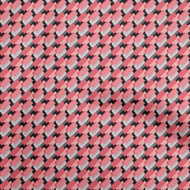 oneOone Viscose Chiffon Pink Fabric Geometric Sewing Material Print Fabric By The Yard 42 Inch Wide