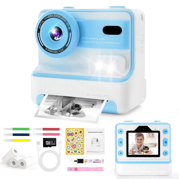 Teblint Kids Camera Instant Print, 2.4inch Screen Instant Print Camera, 1080P HD Digital Video Cameras, Toys for Girls & Boys Age 3-12, Best Christmas Birthday Gifts (Blue)