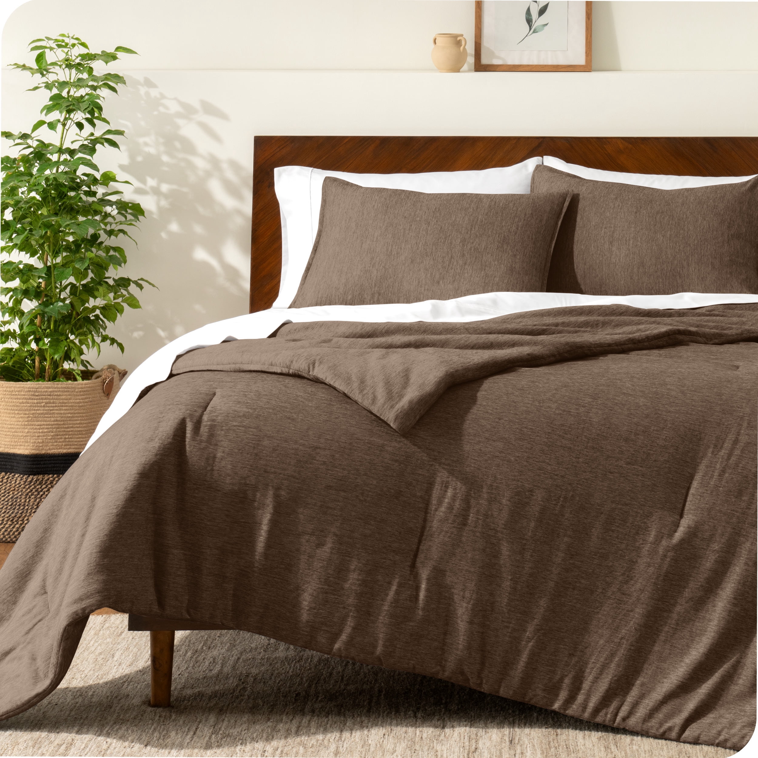 Bare Home Down Alternative Comforter Set - 3-Pieces - All Seasons - Queen, Heather Taupe