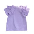 thumbnail image 1 of Nmmacb Kids Girls T-Shirt Summer Solid Color Tee Short Sleeve Top Short Sleeve Ruffle Sleeve Tee Size 1-9Y, 1 of 9