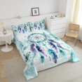 thumbnail image 4 of Ensemble de Literie Attrape-Rêves Hippie Format Grand, Couette Ombrée Sarcelle Grand pour Filles, Insert de Couette Papillon Bleu, Ensemble de Courtepointe Dégradé Aquarelle, Style Exotique Plumes Tribales, Couettes et Ensembles de Literie, 4 of 6