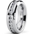 thumbnail image 2 of Bague Éternité en Titane pour Femme 6 mm Zircone Cubique Mariage CZ 2,4 Tcw, 2 of 6