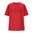 thumbnail image 3 of Plebaso T-Shirts Surdimensionnés pour Femmes 2025 Manches Courtes Hauts Amples Col Rond Décontracté Uni T-Shirts Basiques pour Femmes, 3 of 5