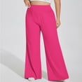 thumbnail image 4 of Timegard Plus Size Pants for Women High Waist Ruched Loose Comfy Lounge Pants Wide Leg Workout Trousers, 4 of 6