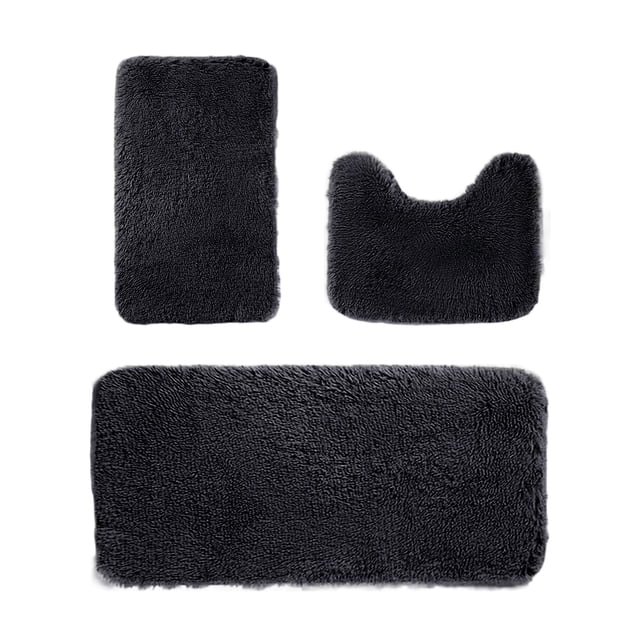 Cute Rugs for Bedroom Solid Color Bath Mats 3 Set Bathroom Rugs for 3 Pcs Toilet Mats Universal Soft Comfortable Water Absorption Non-Slip Thick Machine Washable Easier To Dry Dark Room Decor Rugs
