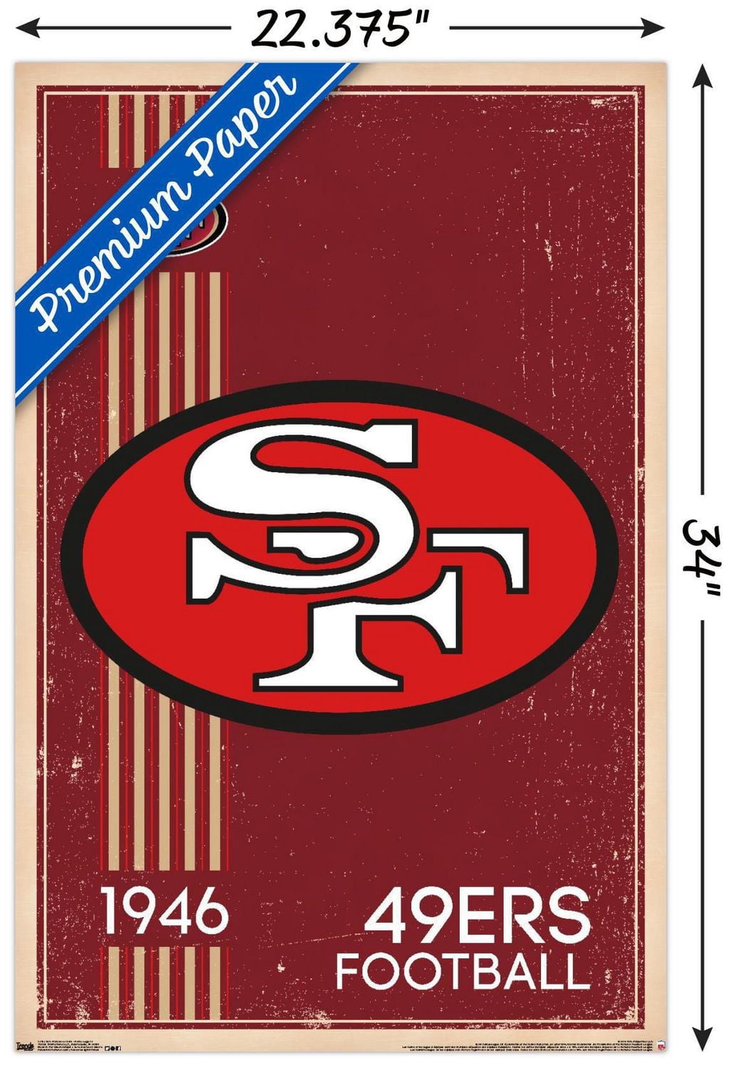 NFL San Francisco 49ers - Retro Logo 14 Wall Poster, 22.375" x 34" Framed