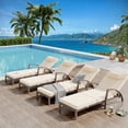 thumbnail image 1 of Set of 2 Outdoor Rattan Chaise Lounge Chairs, 5-Position Adjustable Recliners with Cushions & Wheels – All-Weather Patio Loungers for Backyard, Poolside – Peacock Blue / Red / Brown+Off-White, 1 of 8